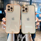 3D Flat Border Soft Transparent Electroplated Case