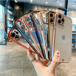 3D Flat Border Soft Transparent Electroplated Case