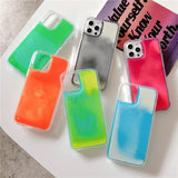 Luminous Glitter Neon Sand Green Case for iPhone