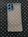 Soft Side Metallic Blue Back Transparent Case (12 Pro Max)