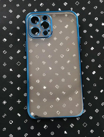 Soft Side Metallic Blue Back Transparent Case (12 Pro Max)