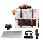 Marble Print Leather Laptop Bag