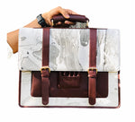 Marble Print Leather Laptop Bag