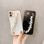 Love Heart Pearl Necklace Phone Case For iPhone