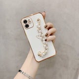 Love Heart Pearl Necklace Phone Case For iPhone