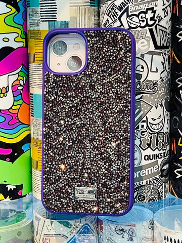 Premium Swarosvski Case iPhone 13(purple+silver)