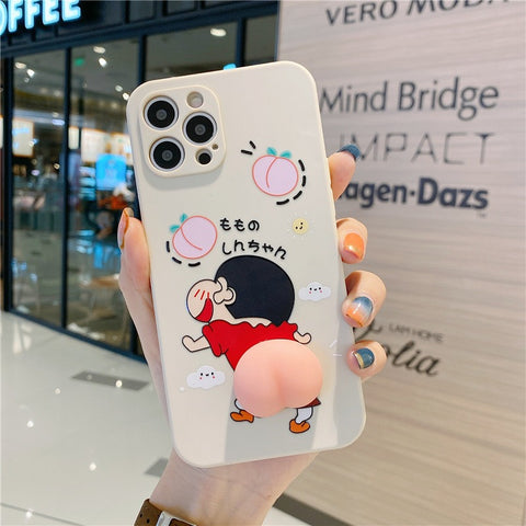 Shin Chan Cute 3D Cartoon Soft Silicone Butt iPhone Case